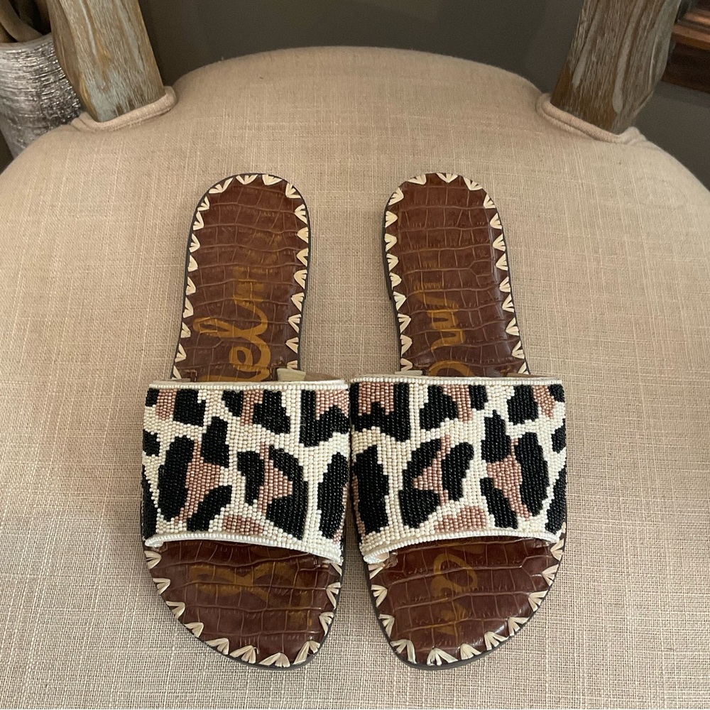 Sam Edelman Gunner Leopard Beaded Slide Sandal